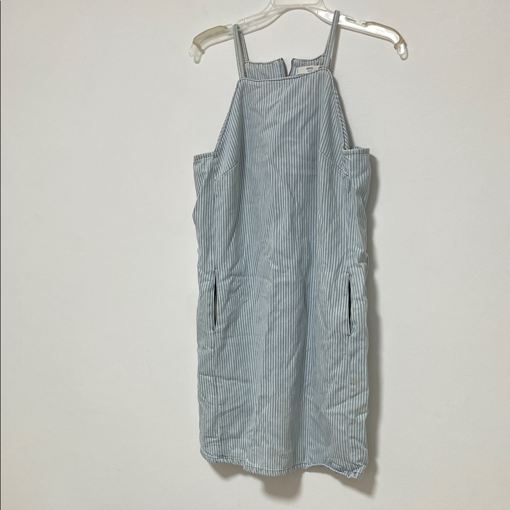 Mango Light Blue Striped Midi Dress